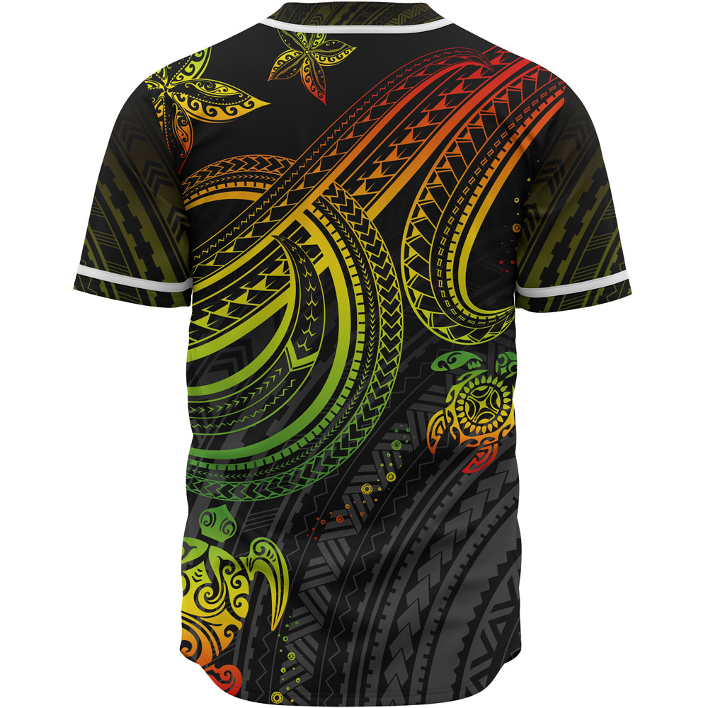Polynesian Custom Personalised Baseball Shirt - Reggae Turtle