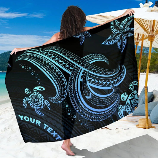 Polynesian Custom Personalised Sarongs - Blue Turtle