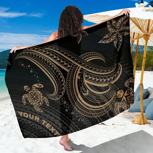 Polynesian Custom Personalised Sarongs - Gold Turtle