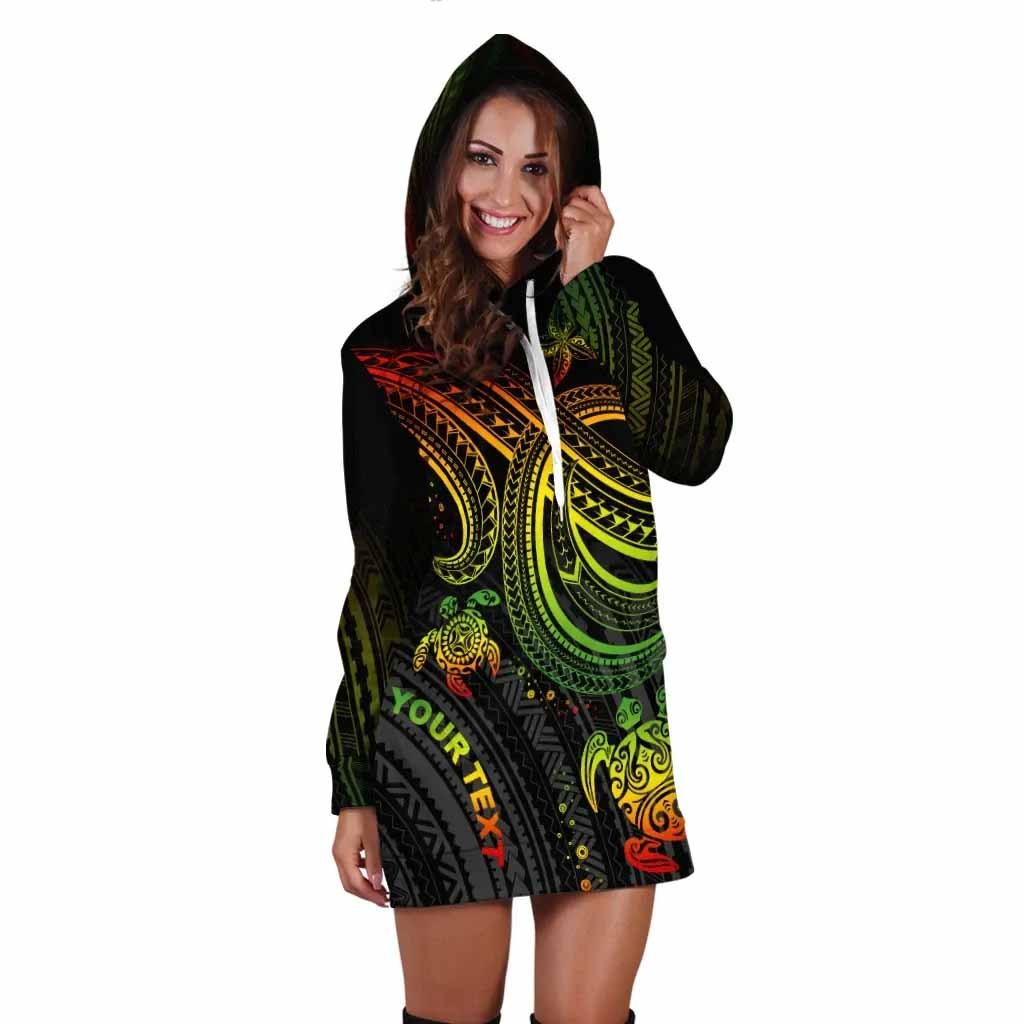 Polynesian Custom Personalised Female Hoodie Dress - Reggae Turtle