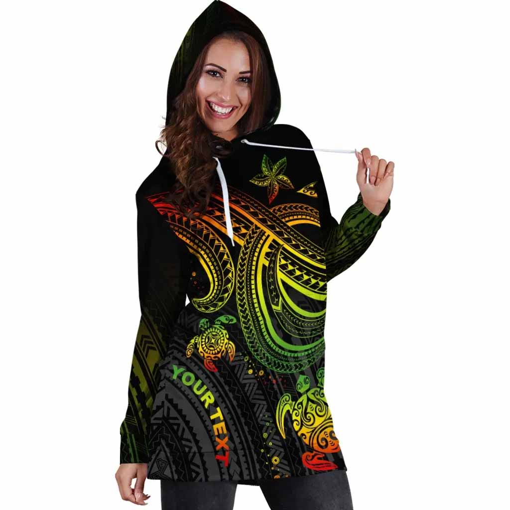 Polynesian Custom Personalised Female Hoodie Dress - Reggae Turtle
