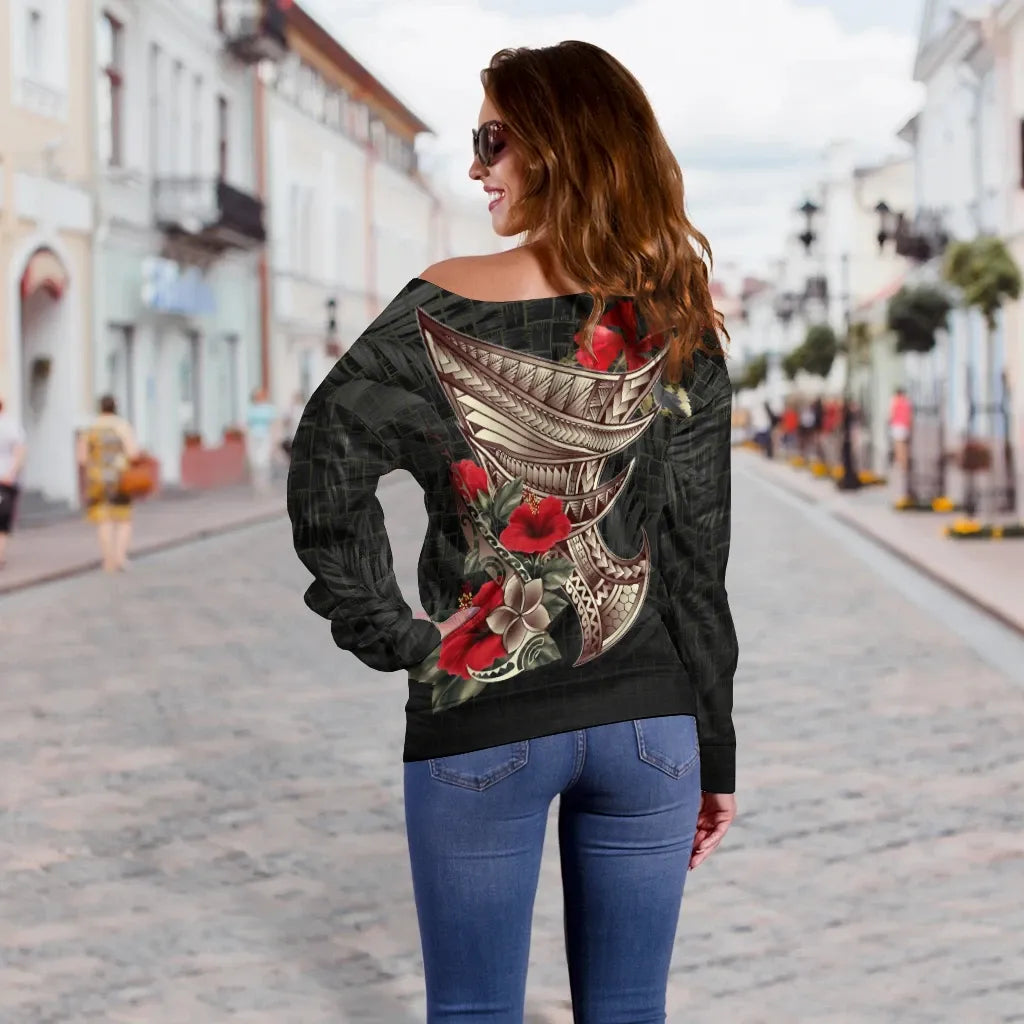Polynesian Custom Personalised Women Off Shoulder Sweater - Polynesian Tribal Vintage Style