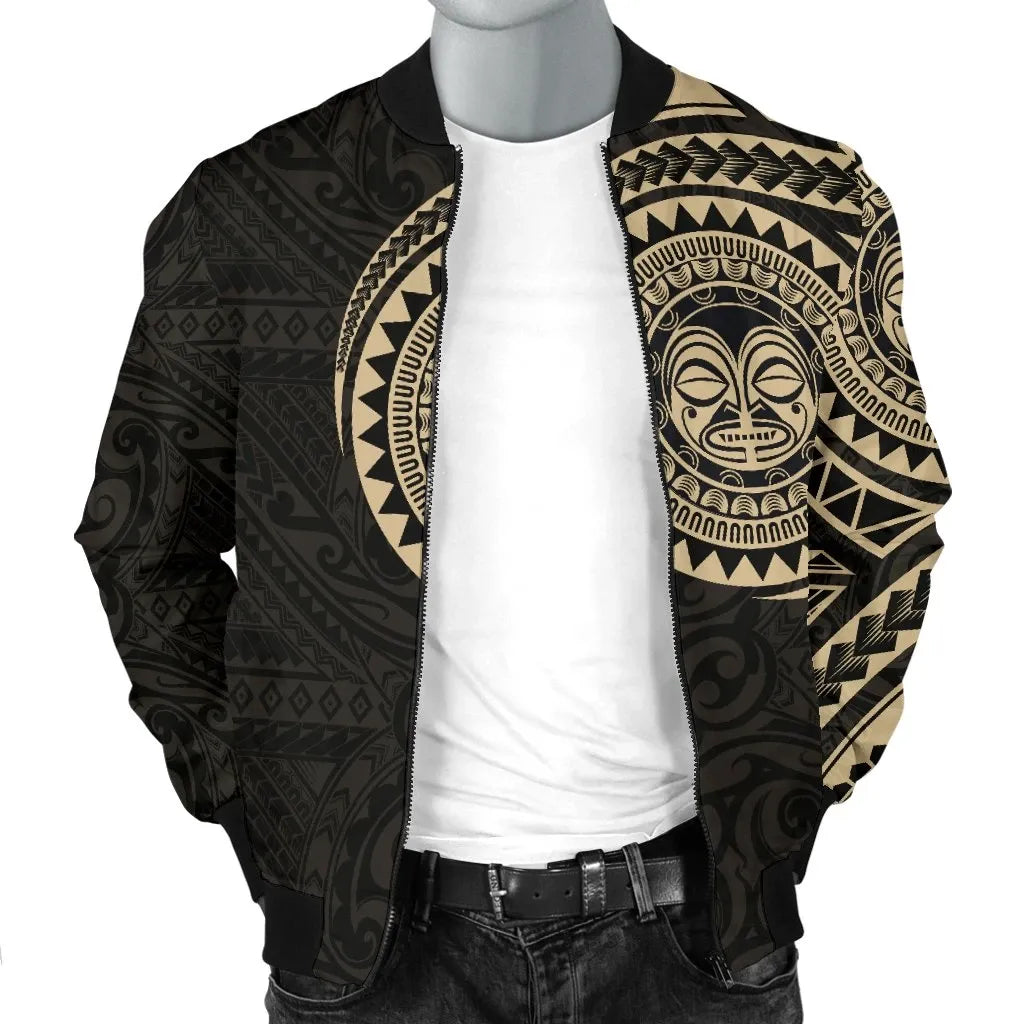 Polynesian Face Tattoo Style Bomber Jacket 2