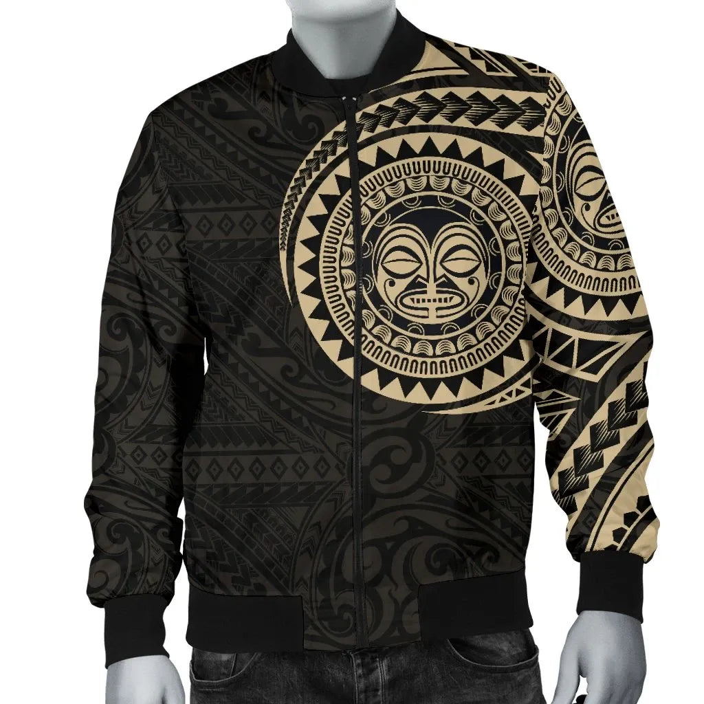 Polynesian Face Tattoo Style Bomber Jacket 2