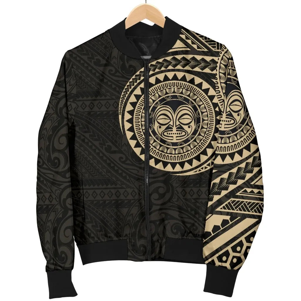 Polynesian Face Tattoo Style Bomber Jacket 2