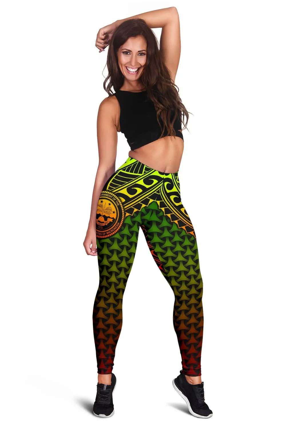 Polynesian Federated States of Micronesia Personalised Legging- Reggae Vintage Polynesian Patterns