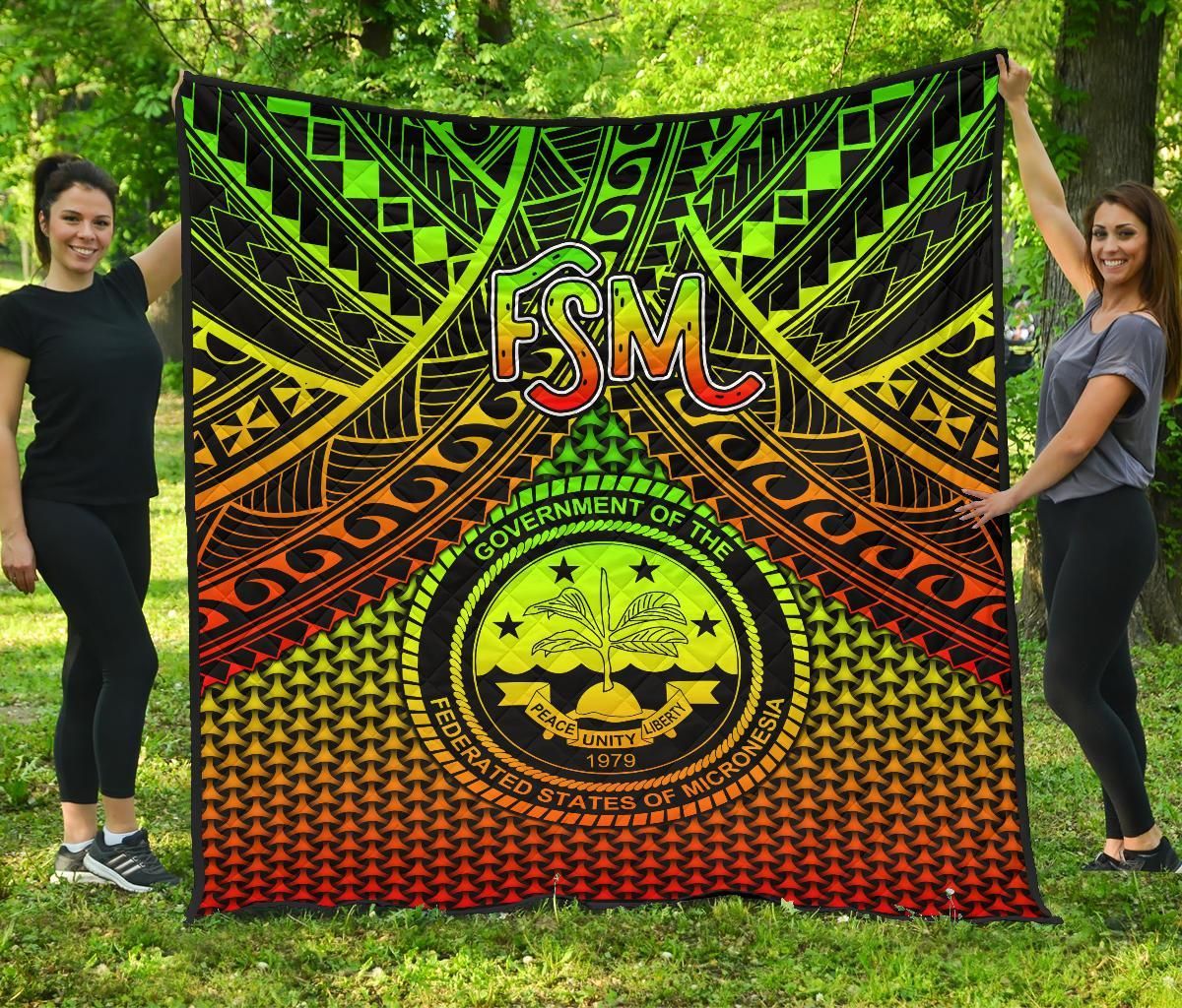 Polynesian Federated States of Micronesia Personalised Premium Quilt- Reggae Vintage Polynesian Patterns