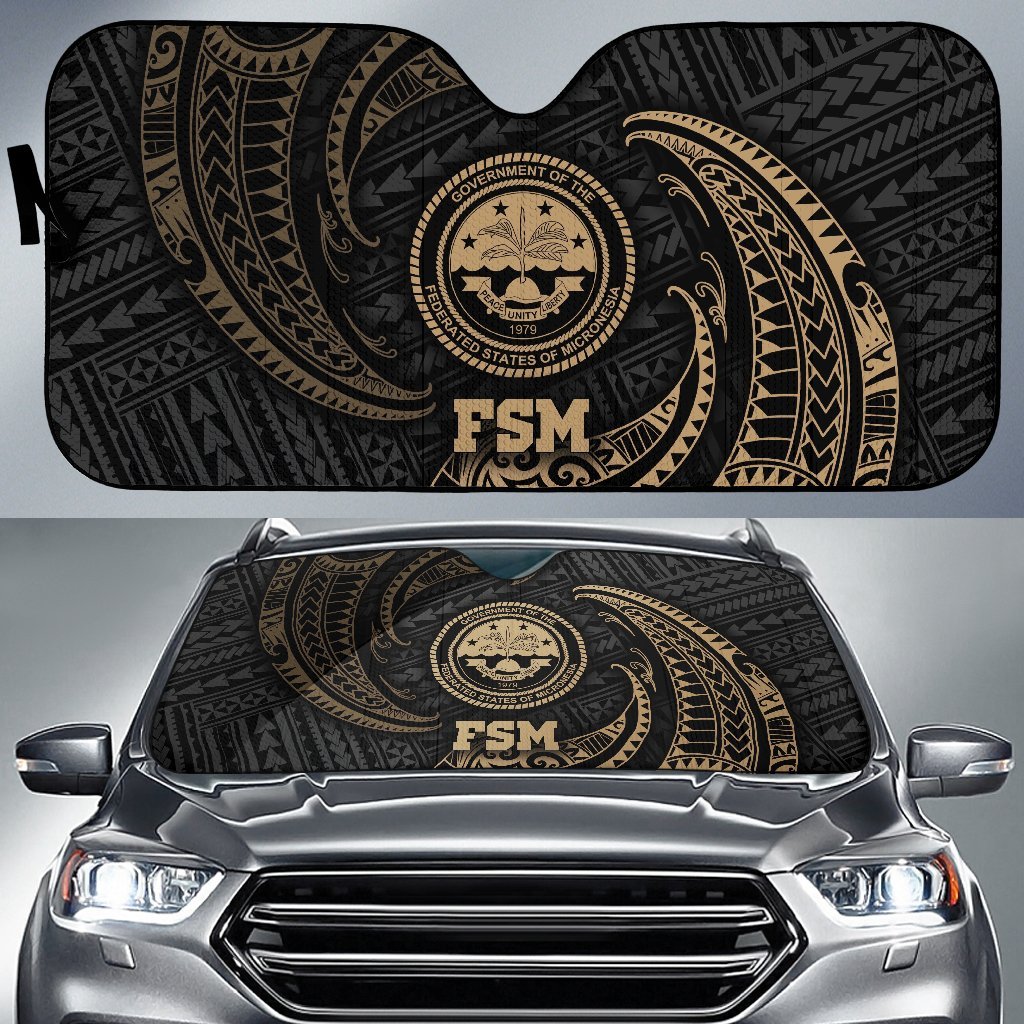 Polynesian Federated States of Micronesia Sun Shades - Gold Tribal Wave