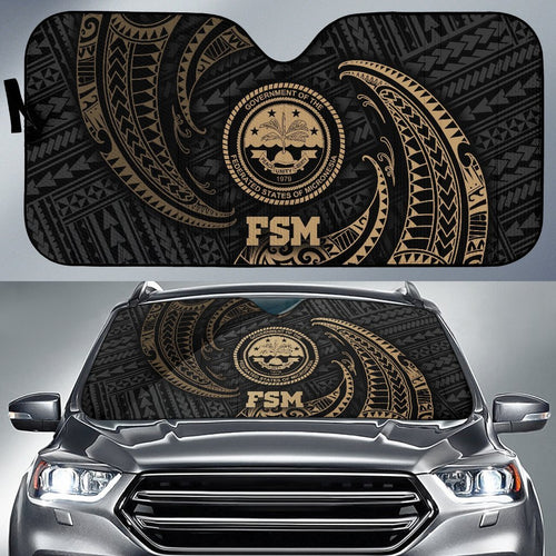 Polynesian Federated States of Micronesia Sun Shades - Gold Tribal Wave