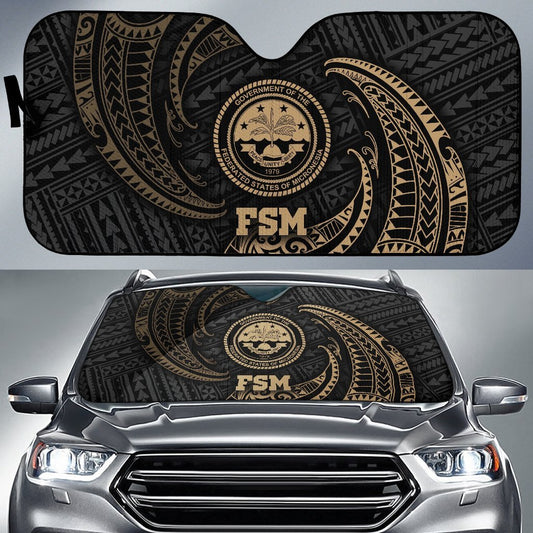 Polynesian Federated States of Micronesia Sun Shades - Gold Tribal Wave