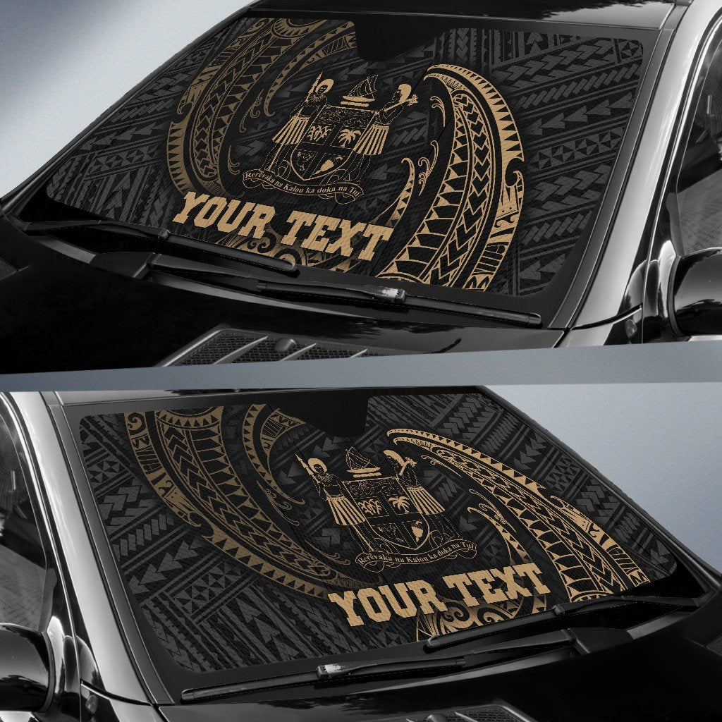 Polynesian Fiji Custom Personalised Sun Shades - Gold Tribal Wave