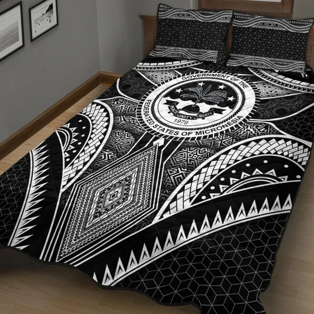 Polynesian FSM Quilt Bed Set - Poly Pattern With COA Federated States of Micronesia