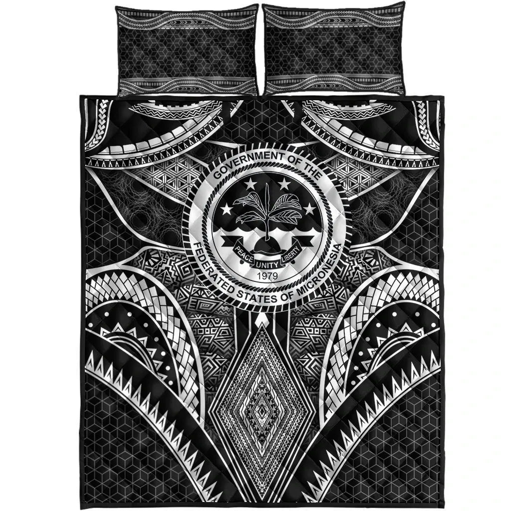 Polynesian FSM Quilt Bed Set - Poly Pattern With COA Federated States of Micronesia