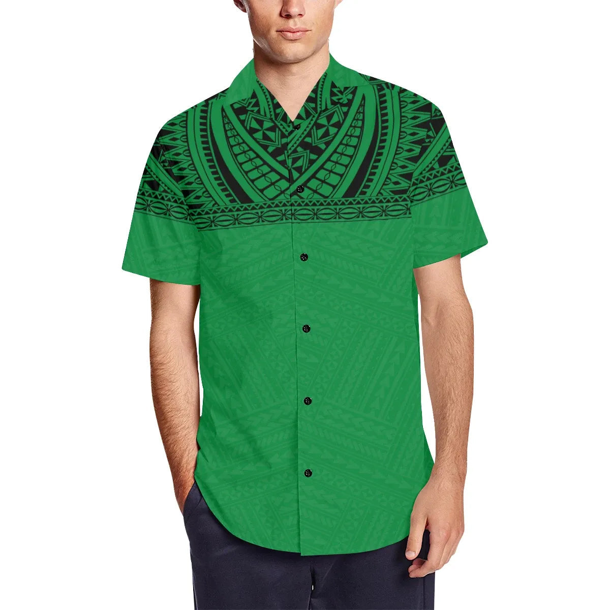 Polynesian Green - Black Short Sleeve Shirt