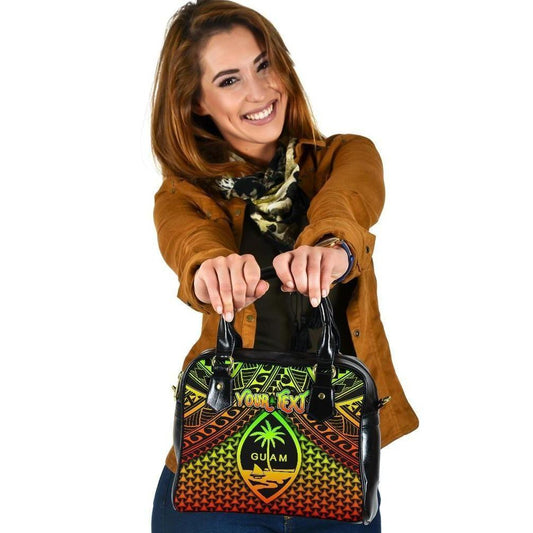 Polynesian Guam Personalised Shoulder Handbag - Reggae Vintage Polynesian Patterns