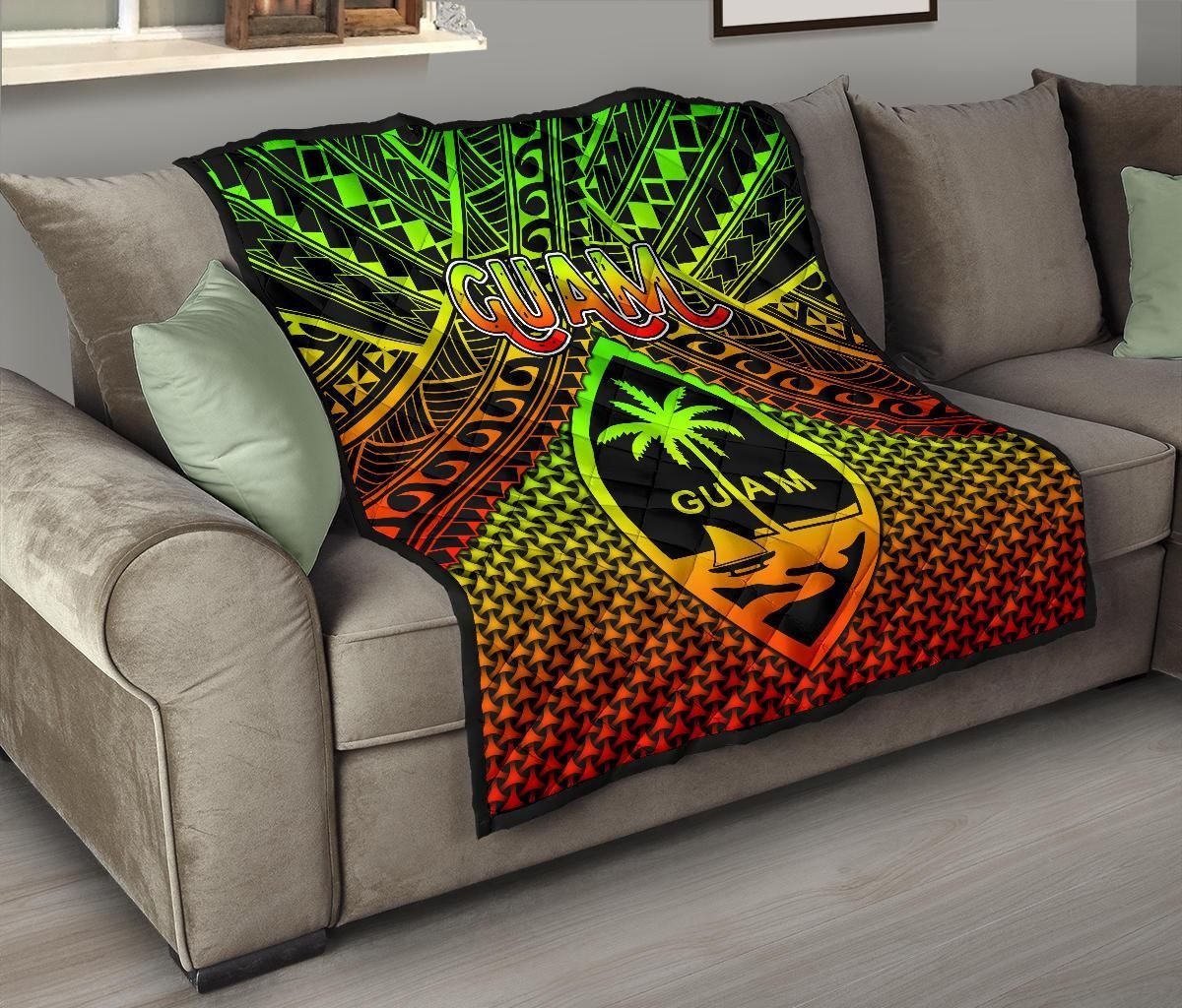 Polynesian Guam Premium Quilt - Reggae Vintage Polynesian Patterns