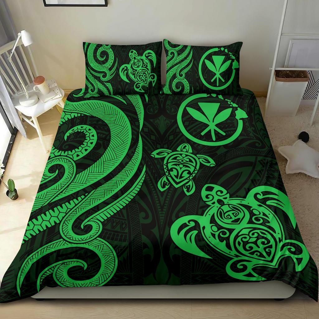 Polynesian Hawaii Bedding Set - Green Tentacle Turtle