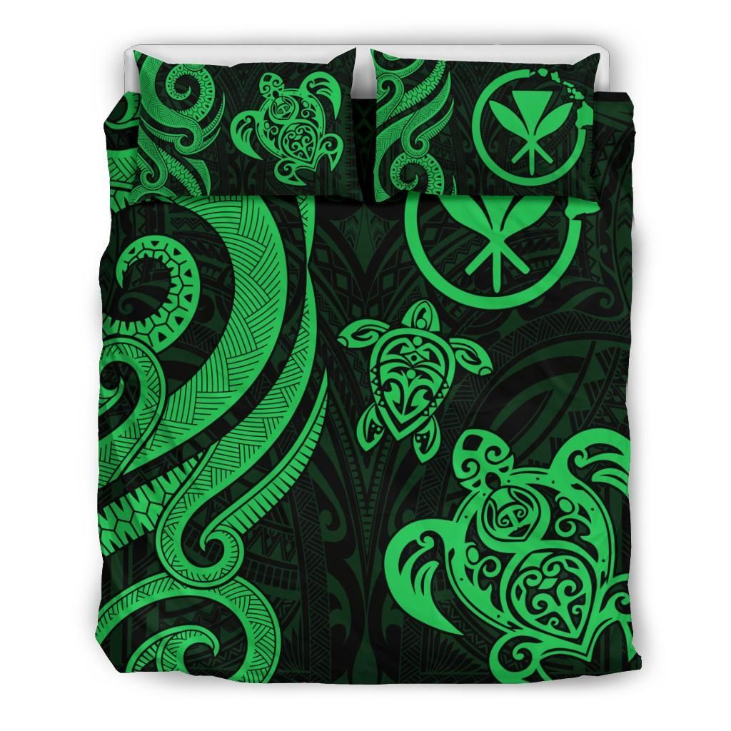 Polynesian Hawaii Bedding Set - Green Tentacle Turtle