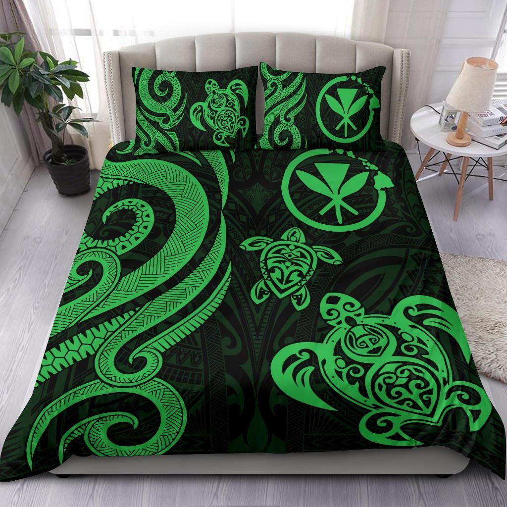 Polynesian Hawaii Bedding Set - Green Tentacle Turtle