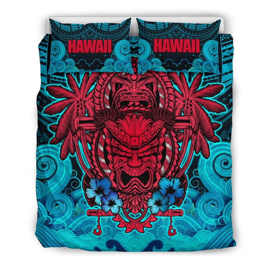 Polynesian Hawaii Duvet Cover Set - Hawaiian Tiki (Red)