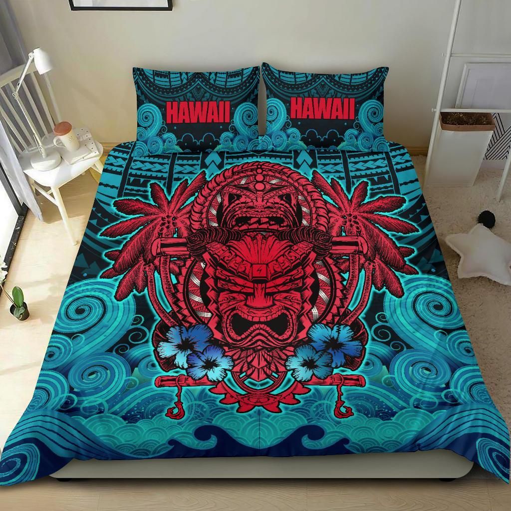 Polynesian Hawaii Duvet Cover Set - Hawaiian Tiki (Red)