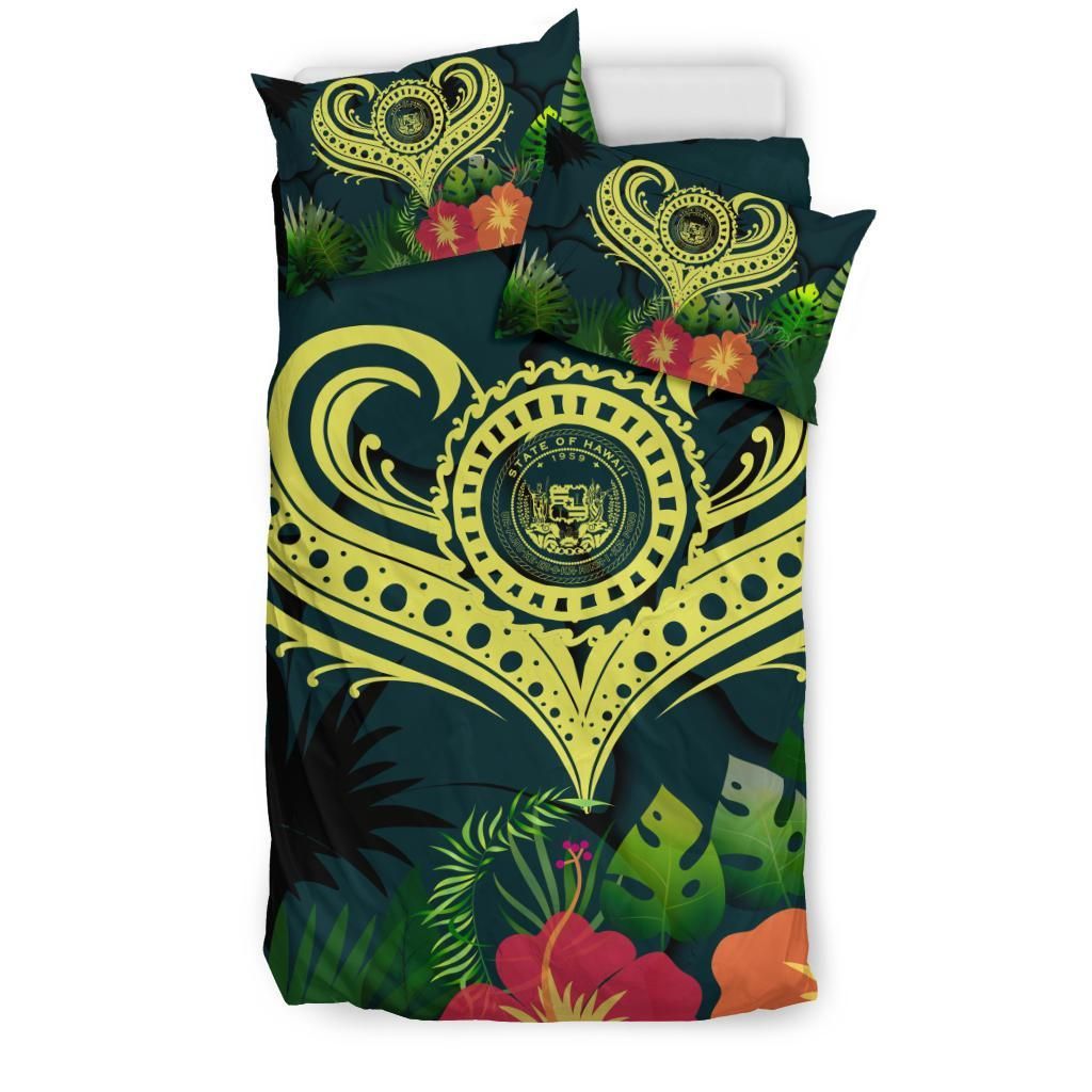 Polynesian Hawaii Bedding Set - Heart With Hibiscus-Bn25