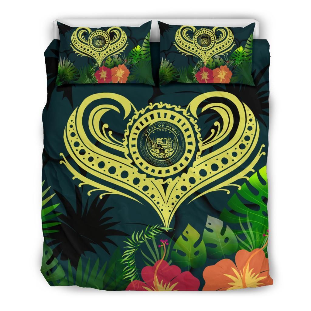 Polynesian Hawaii Bedding Set - Heart With Hibiscus-Bn25