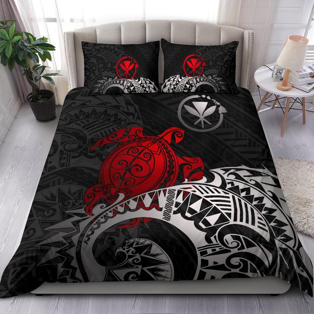 Polynesian Hawaii Duvet Cover Set - Polynesian Turtle (Red)