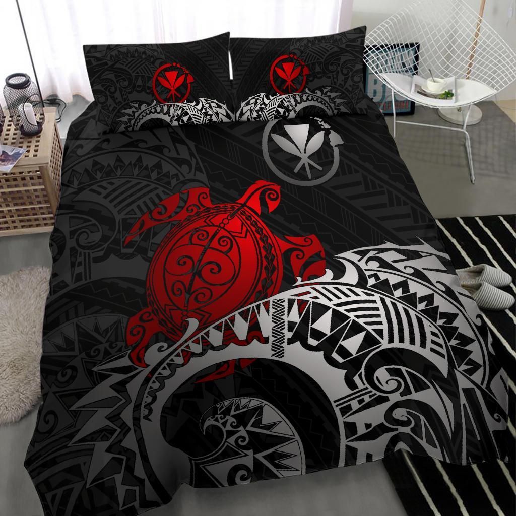Polynesian Hawaii Duvet Cover Set - Polynesian Turtle (Red)