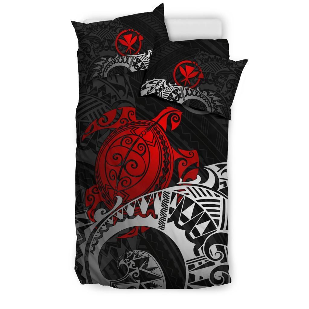 Polynesian Hawaii Duvet Cover Set - Polynesian Turtle (Red)