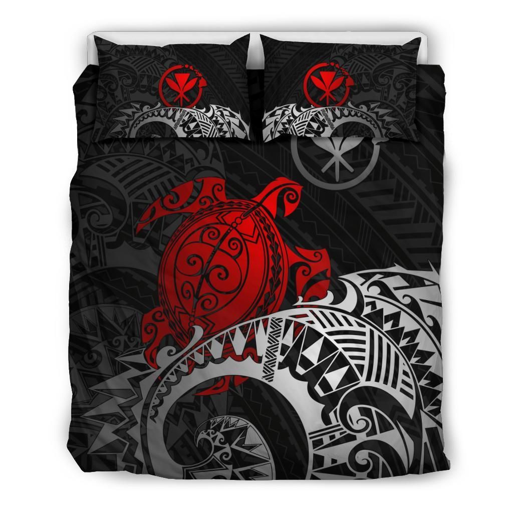 Polynesian Hawaii Duvet Cover Set - Polynesian Turtle (Red)