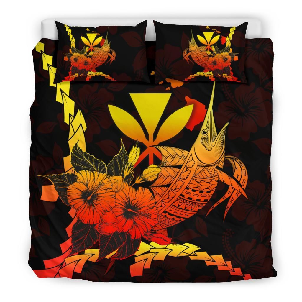 Polynesian Hawaii Bedding Set - Swordfish With Hibiscus
