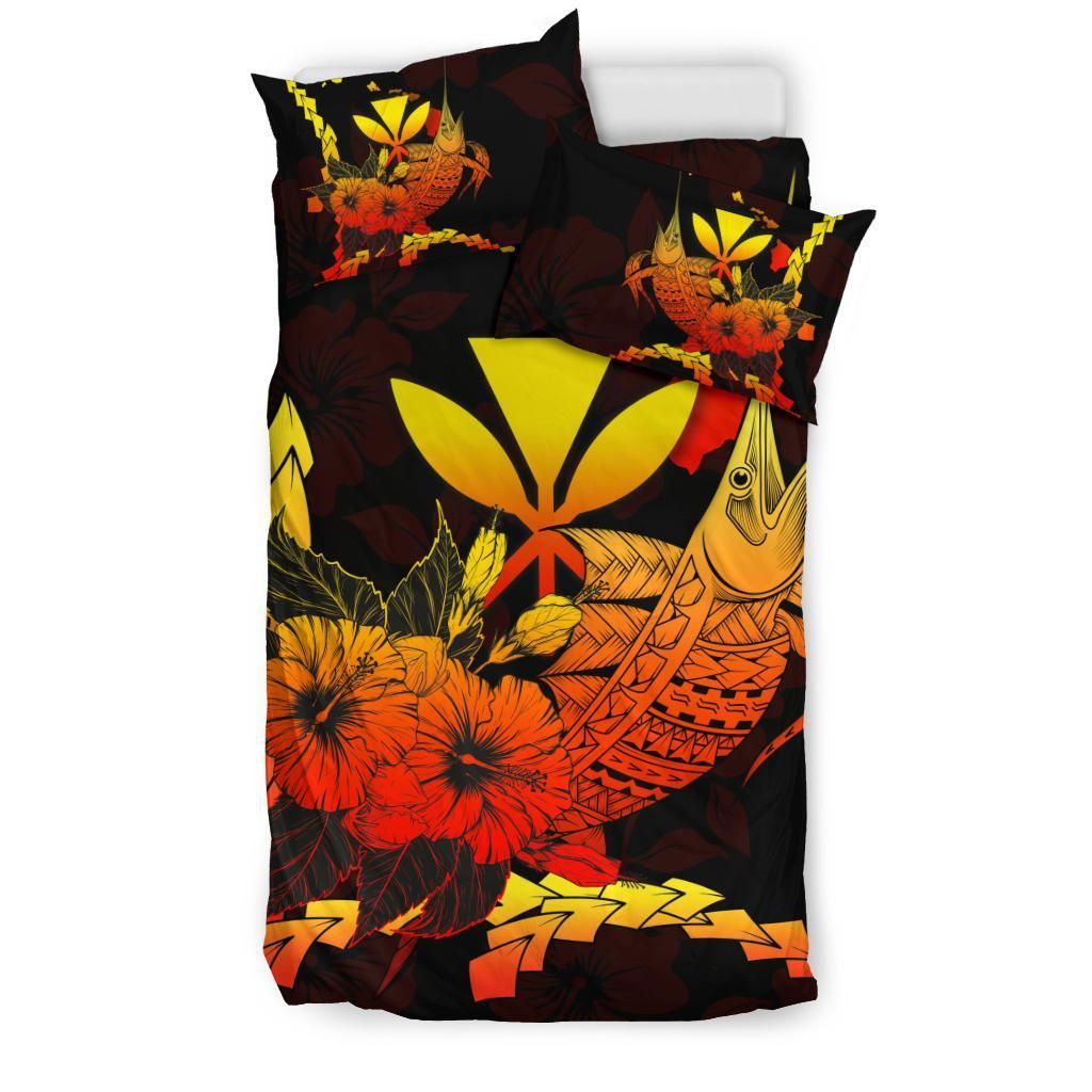 Polynesian Hawaii Bedding Set - Swordfish With Hibiscus