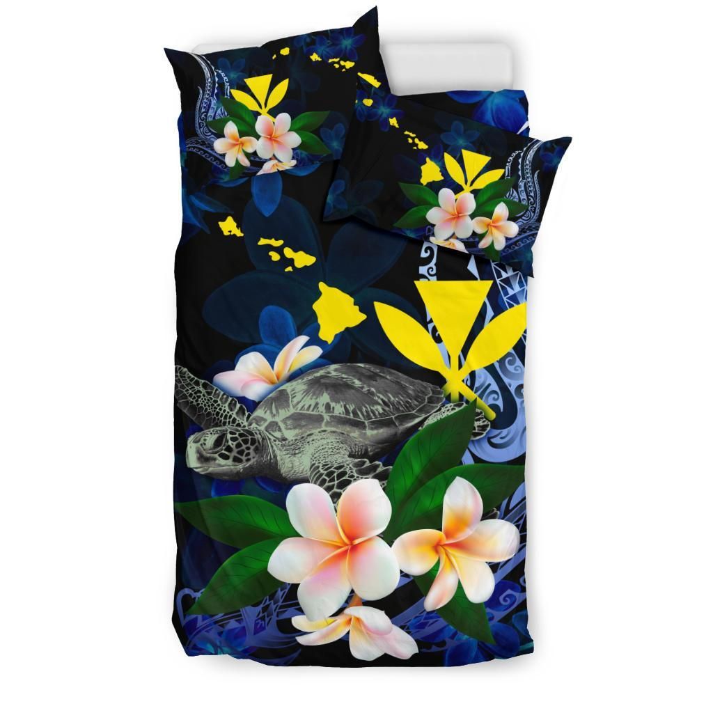 Polynesian Hawaii Bedding Set - Turtle With Plumeria Flowers