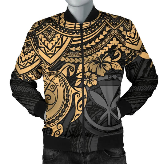 Polynesian Hawaii Bomber Jacket - Gold Turtle