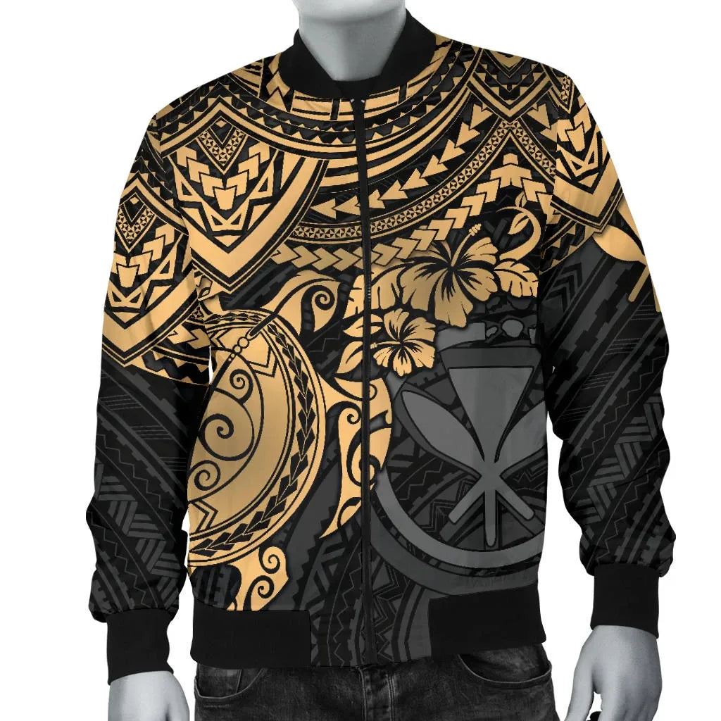 Polynesian Hawaii Bomber Jacket - Gold Turtle