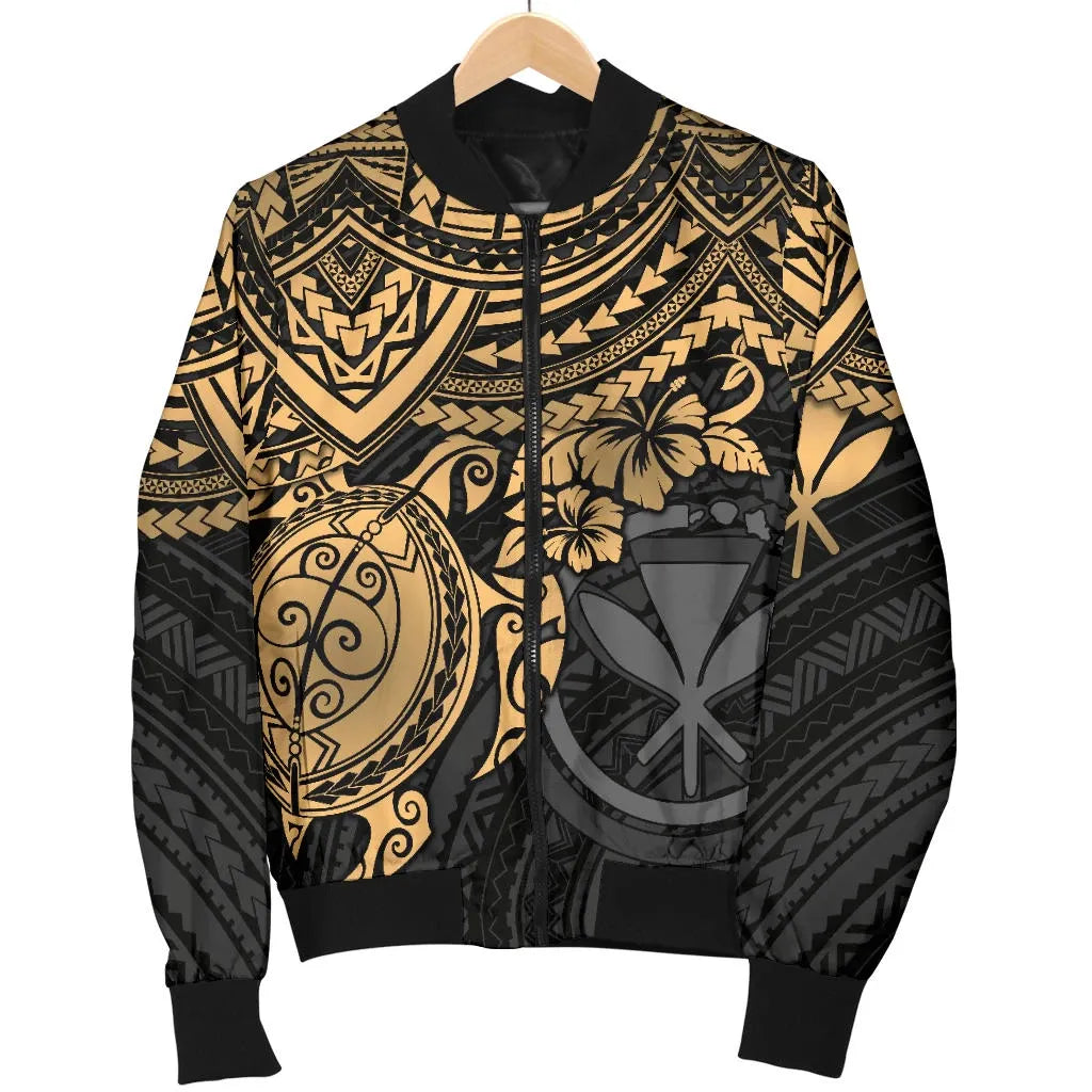Polynesian Hawaii Bomber Jacket - Gold Turtle