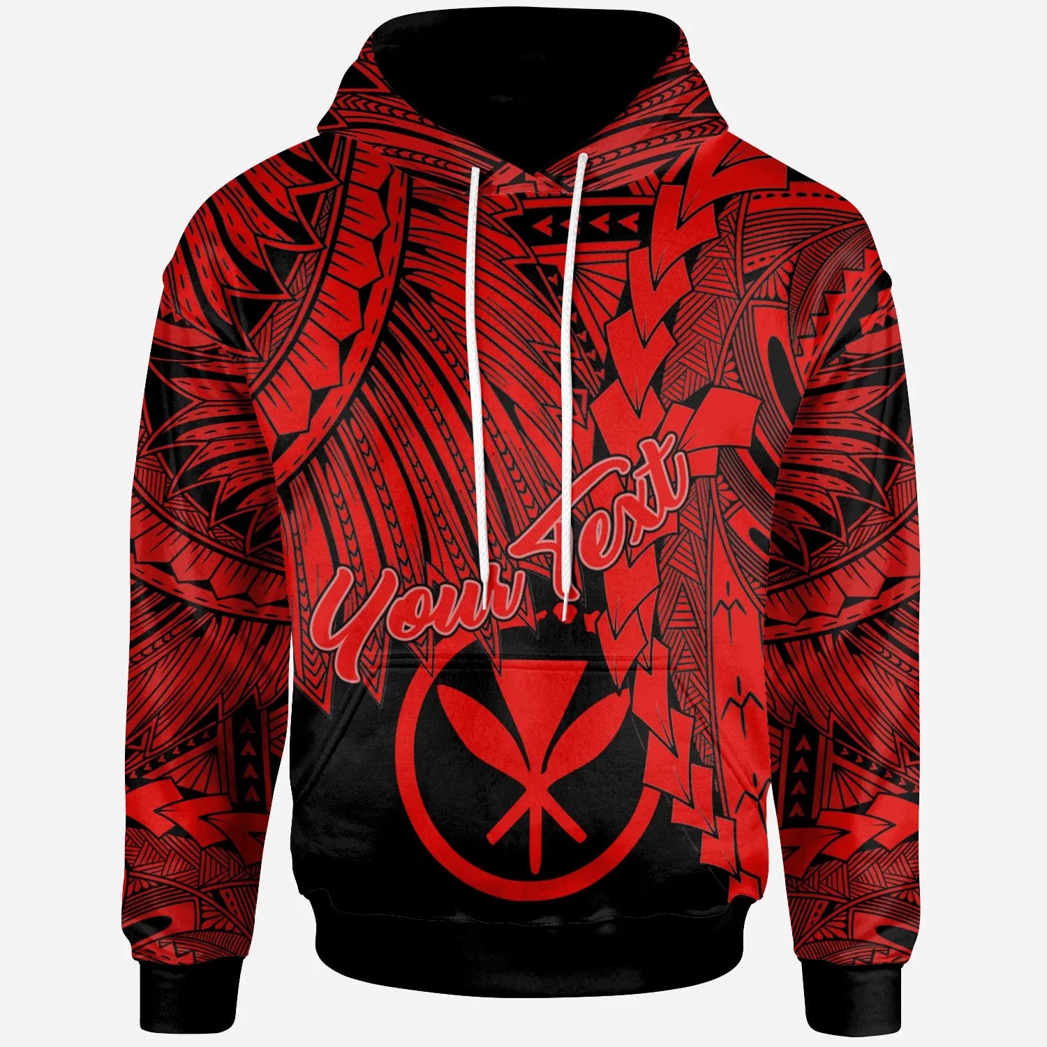 Polynesian Hawaii Custom Personalised Hoodie - Tribal Wave Tattoo Red