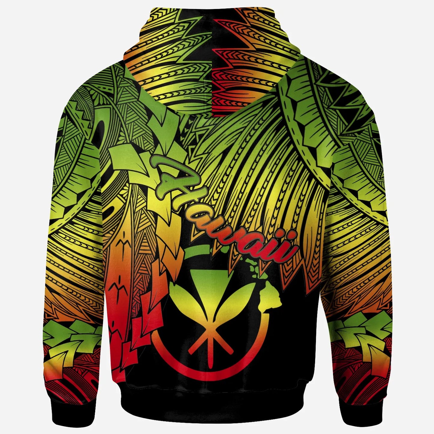 Polynesian Hawaii Custom Personalised Hoodie - Tribal Wave Tattoo Reggae