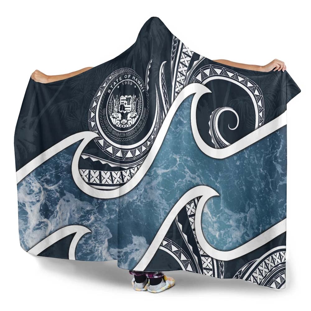 Polynesian Hawaii Hooded Blanket - Ocean Style (Coat of Arms)