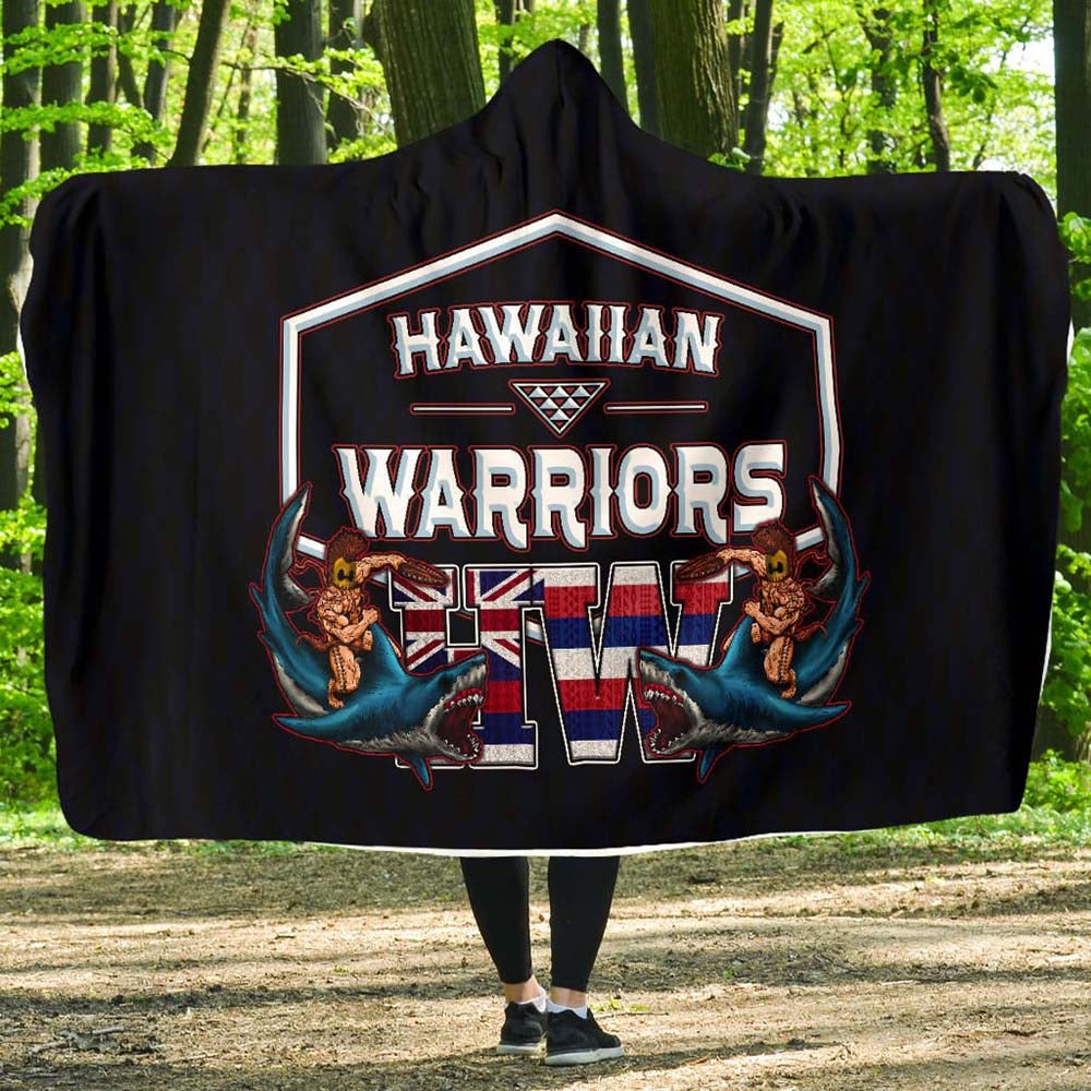 Polynesian Hawaii Hooded Blanket - Shark Warrior