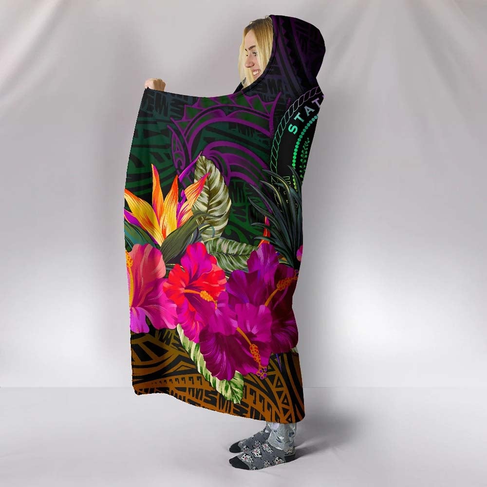 Polynesian Hawaii Hooded Blanket - Summer Hibiscus