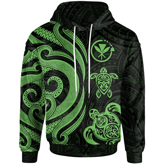 Polynesian Hawaii Hoodie - Green Tentacle Turtle