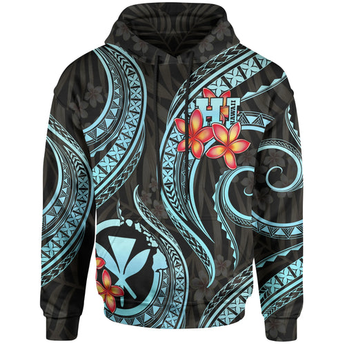 Polynesian Hawaii Hoodie - Turquoise Plumeria