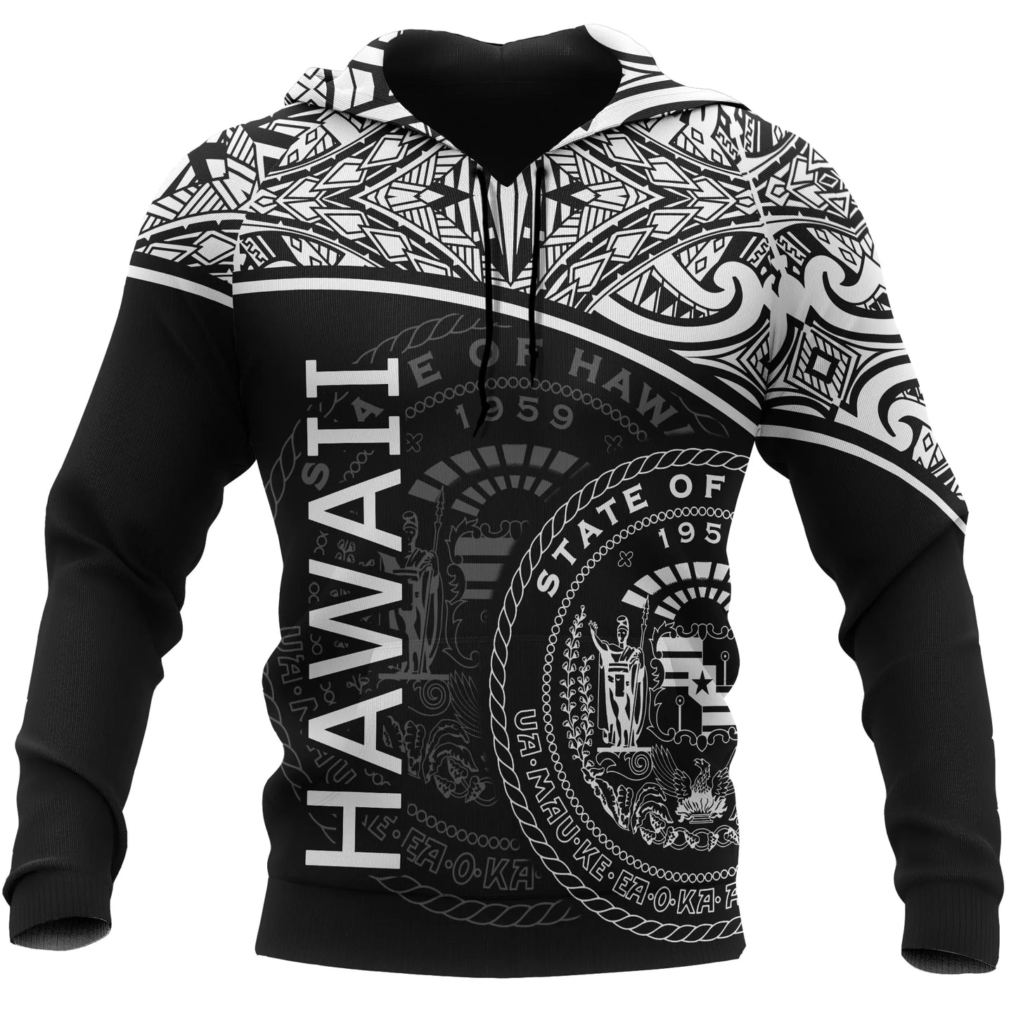 Polynesian Hawaii Hoodie - White Curve