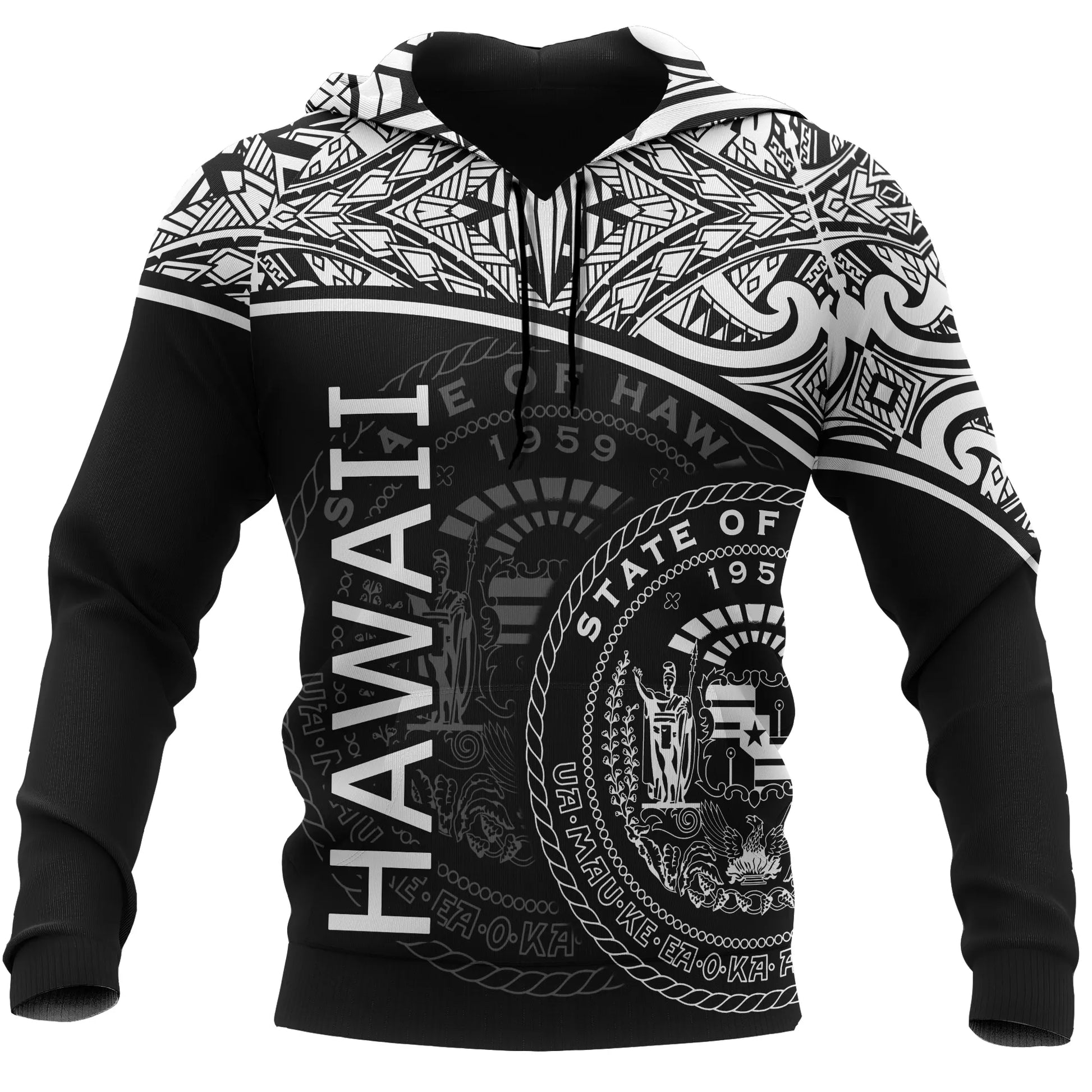 Polynesian Hawaii Hoodie - White Curve