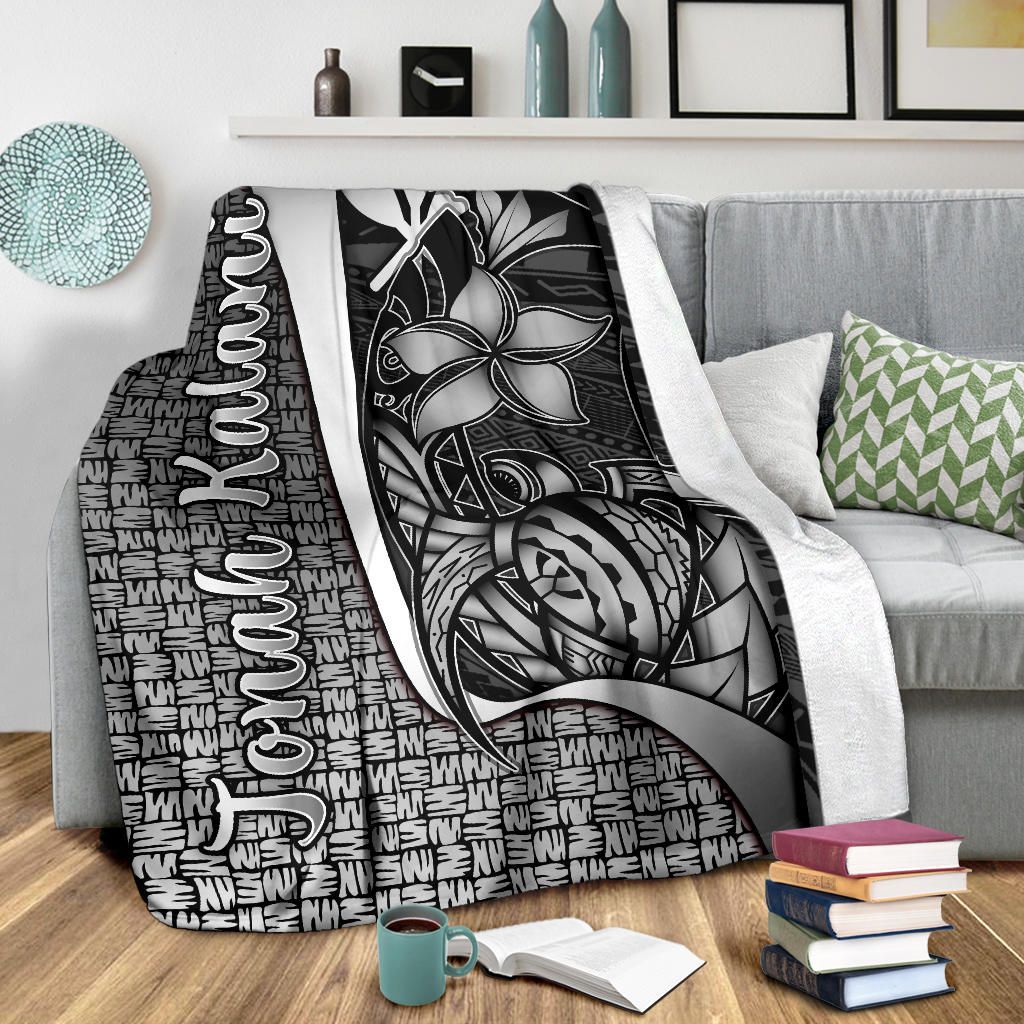 Polynesian Hawaii Jonah Kalani Premium Blanket White - Turtle with Hook