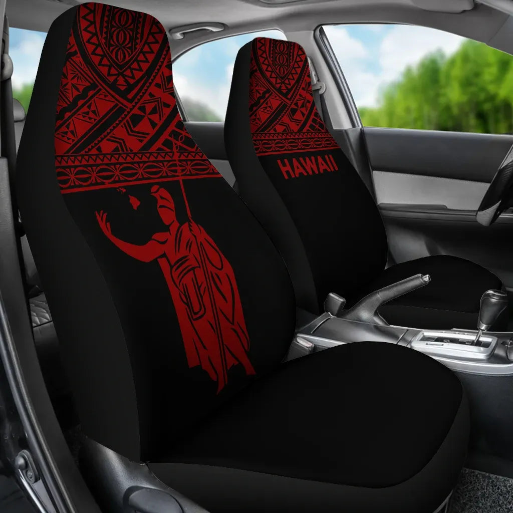 Hawaii Car Seat Covers - Kamehameha King Polynesian Red Horizontal