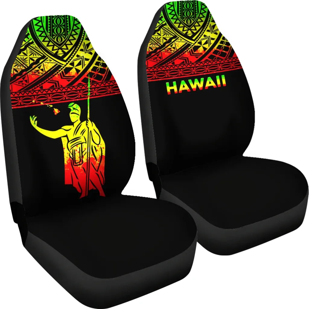 Hawaii Car Seat Covers - Kamehameha King Polynesian Reggae Horizontal