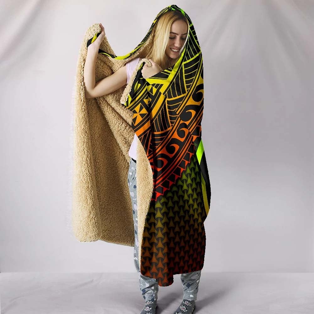Polynesian Hawaii Kanaka Maoli Hooded Blanket - Reggae Vintage Polynesian Patterns